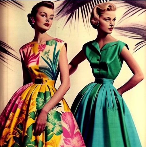 1950s Aesthetic - Bold Coloured Dressses