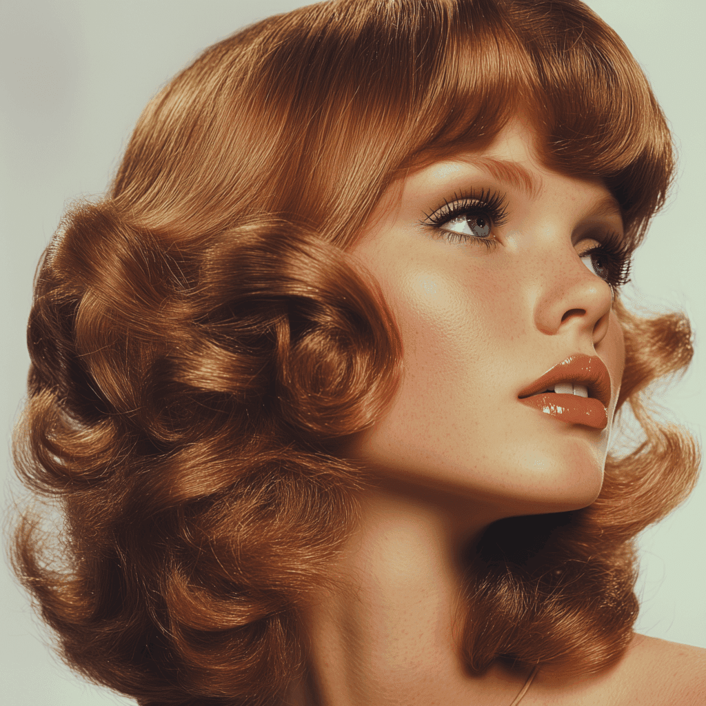 70s fashion hairstyle big brushed out curls