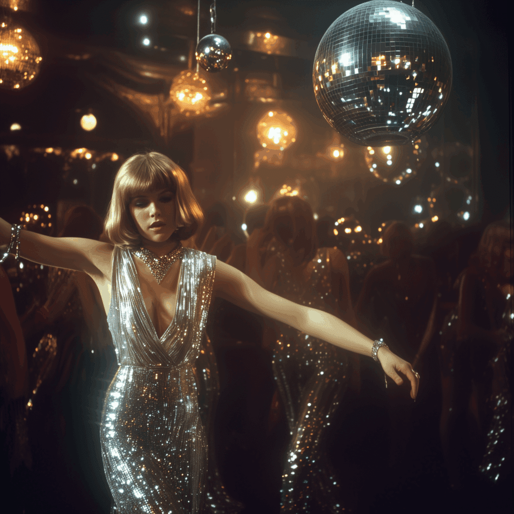 70s fashion shiny sequined fabrics