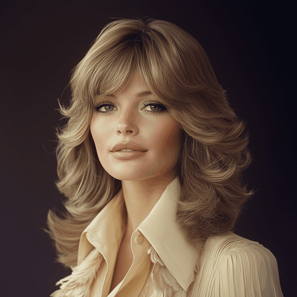 70s fashion feathered hairstyle