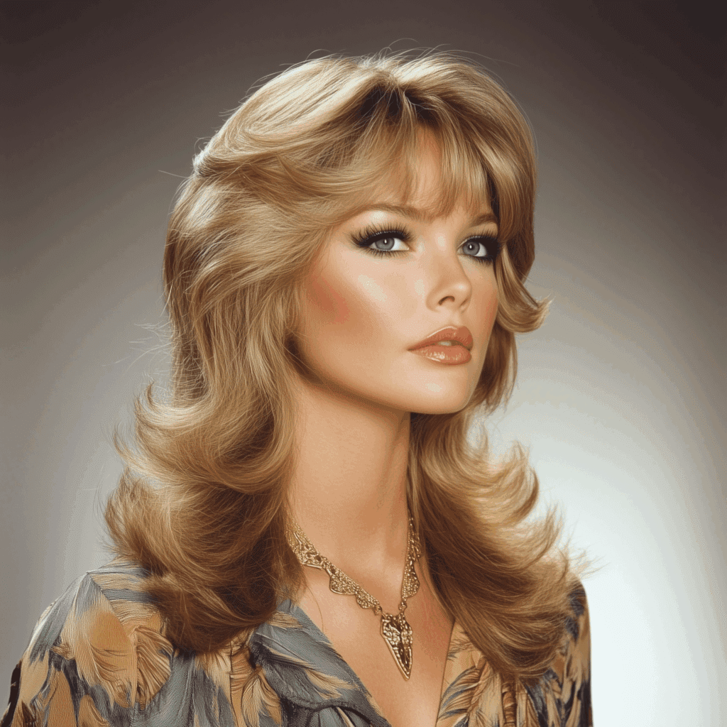 70s fashion hairstyle - feathered