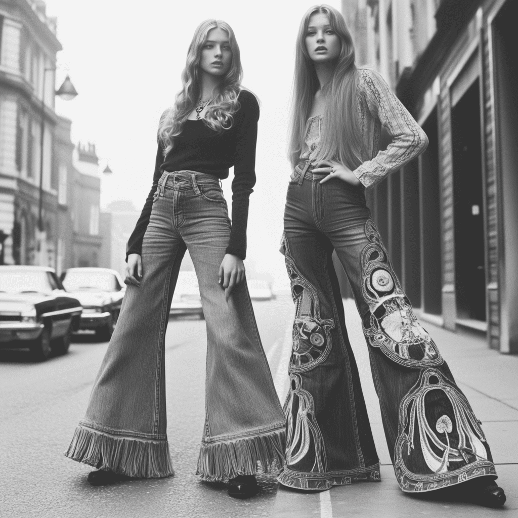 70s fashion flared jeans