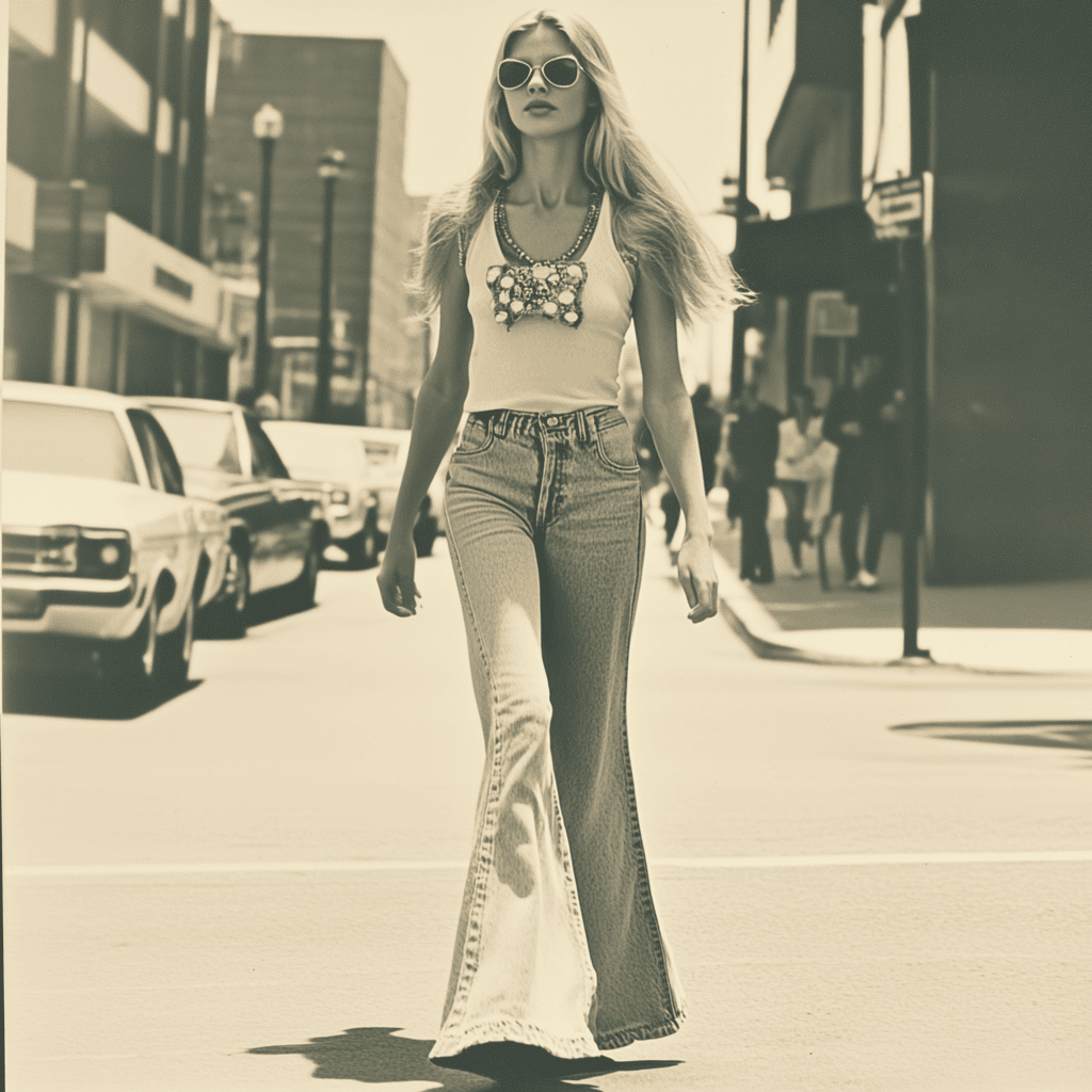70s fashion flared jeans
