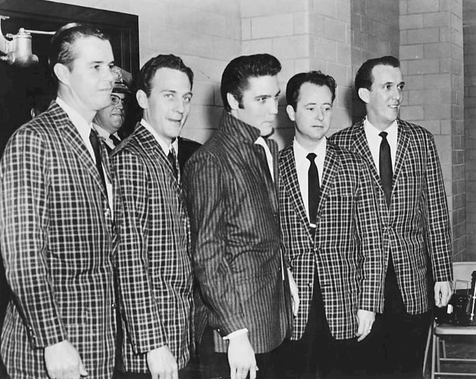 Elvis Presley and the Jordanaires, 1957 — entertainment in the 1950s
